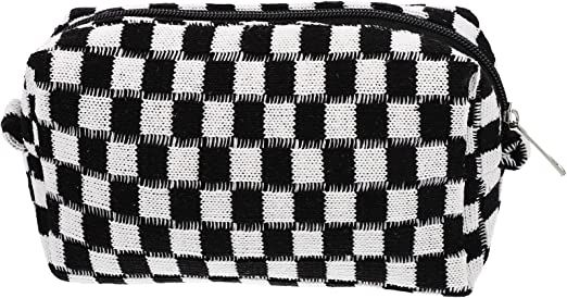 GALPADA Makeup Bag Cosmetic Bag Woolen Yarn Bag Large Capacity Checkered Travel Toiletry Bag Pencil Case Makeup Brushes Storage Bag Organizer Plaid Pouch Purse for Girls Black : Amazon.ca: Everything Else