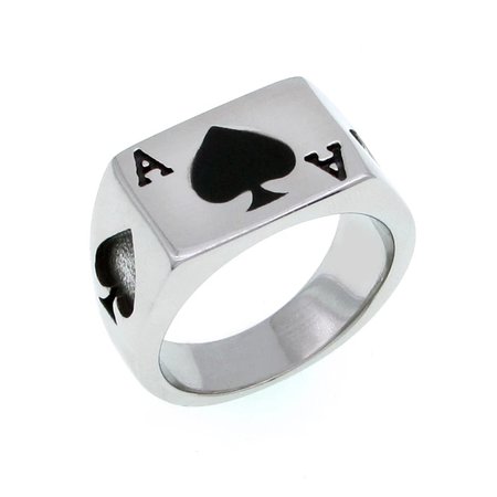 Free Shipping Punk Lucky Spade A Playing Card Ring 316L Stainless Steel Man's Fashion Letter A Rings Jewelry|Rings| - AliExpress