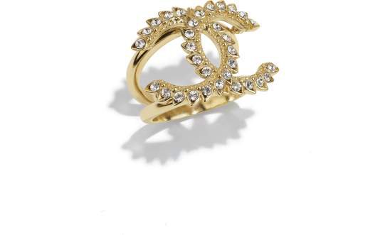 Ring, metal & strass, gold & crystal - CHANEL