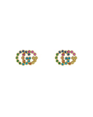 Gucci 18K Yellow Gold Running G Mixed Gemstone Stud Earrings | Bloomingdale's