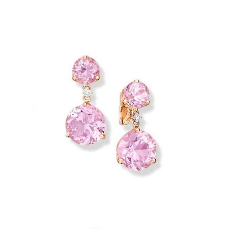 Riviere Double Pink Amethyst and Diamond Yellow Gold Earrings