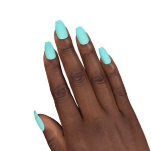 Marmalade Nails 5th AVe | Matte Aqua Coffin Press-on Manicure