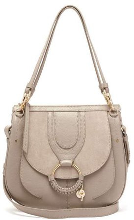 Hana Suede And Leather Satchel Cross Body Bag - Womens - Grey