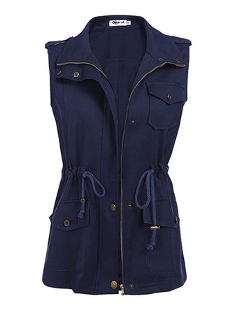 Amazon.com: Qearal Women's Anorak Military Utility Jacket Vest w/Drawstring Plus Size(XXL, Navy Blue): Clothing