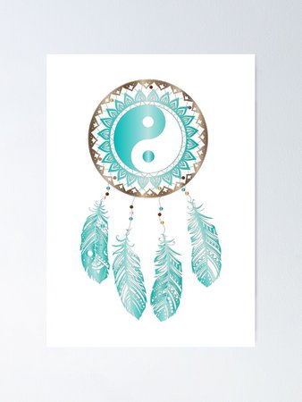 "Yin yang dream catcher teal " Poster by majikalwhispers | Redbubble