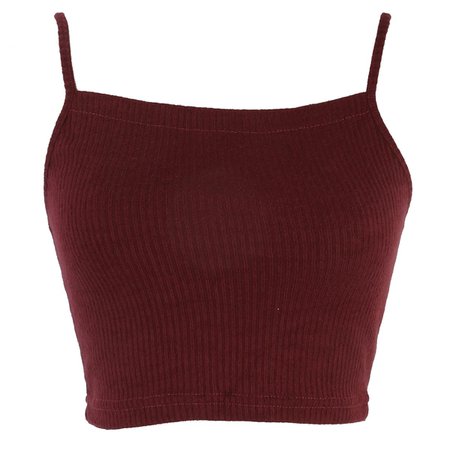 Dark Red Knitted Cropped Tank Top