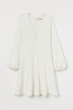 Linen-blend Dress - White - Ladies | H&M US