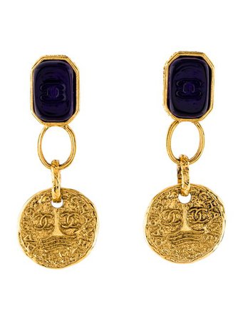 Chanel Gripoix CC Medallion Clip-On Earrings - Earrings - CHA342872 | The RealReal