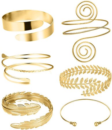 Amazon.com: RIOSO 6 Pieces Arm Cuff Upper Arm Band Cuff Bracelet Bangle for Women Silver Gold Adjustable Armband Set: Clothing