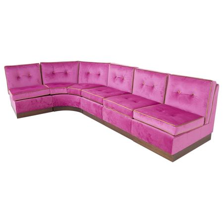 Modular Italian Sofà in Pink Velvet, Restored For Sale at 1stDibs