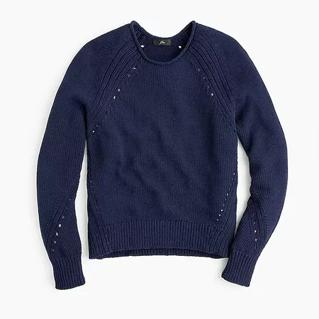 Cotton pullover sweater with pointelle stitching : Women Pullovers | J.Crew