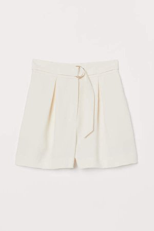 Shorts with Belt - White