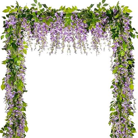 Amazon.com: SLanC Garland Artificial Flowers Wisteria Vine - 5Pcs Total 33ft Purple Fake Hanging Flower : Home & Kitchen