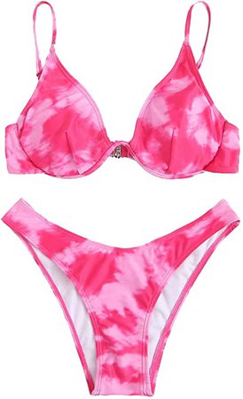 Amazon.com: SweatyRocks Women's Sexy Bathing Suits Spaghetti Strap Floral Bikini Set Underwire Swimsuit: Clothing