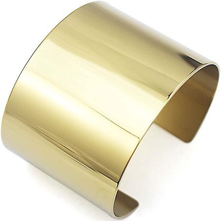 Amazon.com: COUYA Stainless Steel Gold Plated Women Big Heavy Long Cuff Bangle Bracelet: Clothing