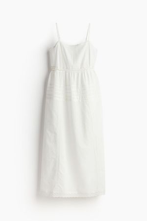 Lace-inset Cotton Dress - Cream - Ladies | H&M US