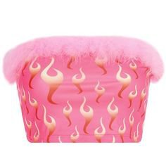 Pink Flames Tube Faux Fur Crop Top
