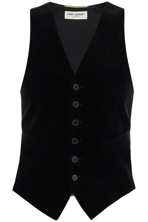 farfetch saint laurent black velvet vest