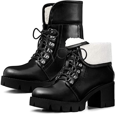 Amazon.com | Allegra K Women's Platform Combat Chunky Heel Ankle Boots | Ankle & Bootie