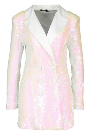 Sequin Satin Detail Blazer Dress | Boohoo