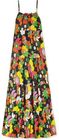 Dorothy Tiered Floral-print Cotton-voile Maxi Dress - Black