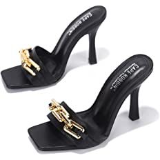 Amazon.com | Cape Robbin Intermix Sexy Stiletto High Heels for Women, Square Open Toe Shoes Heels - Black Size 8.5 | Pumps