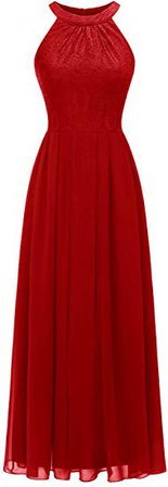 Dressystar Women's Halter Long Bridesmaid Dress Prom Dress Formal Wedding Party Gown 2XL Red at Amazon Women’s Clothing store