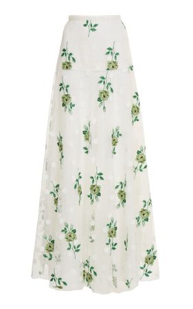 Floral Embroidered Tulle Maxi Skirt By Giambattista Valli | Moda Operandi