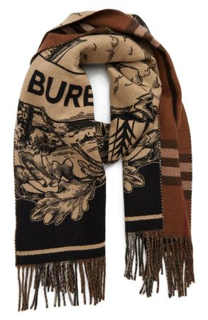 Burberry Giant Check & Forest Jacquard Cashmere Scarf | Nordstrom