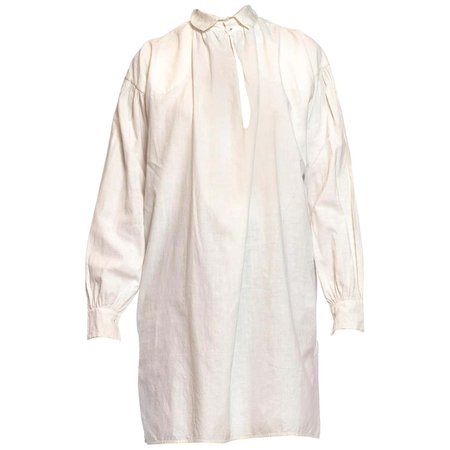 Victorian Ivory Linen and Cotton Men's Shirt From 1810-1830 For Sale at 1stDibs