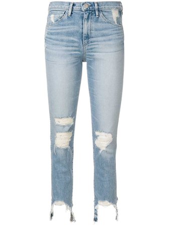 3X1 Frayed Trim Cropped Jeans - Farfetch