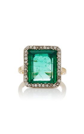 Belle Époque Rectangular-Cut Emerald Ring by Simon Teakle | Moda Operandi