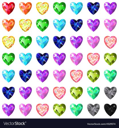 Seamless texture of colored heart cut gems Vector Image