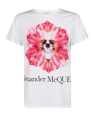 View fullscreen Alexander McQueen Women's White Flower Skull T-shirt