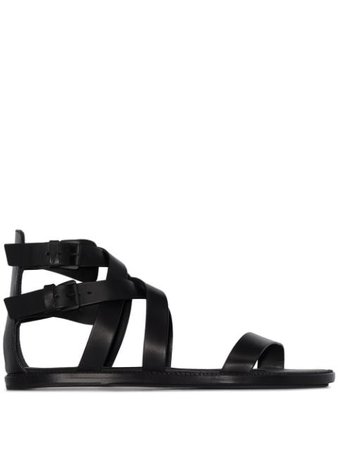 Ann Demeulemeester Flat Gladiator Sandals 20012826P390 Black | Farfetch