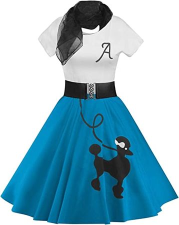 Amazon.com: ZEZCLO Women's Retro Poodle Print Skater Dress Vintage High Waist Rockabilly Swing Tee Cocktail Party Dresses Yellow S : Clothing, Shoes & Jewelry