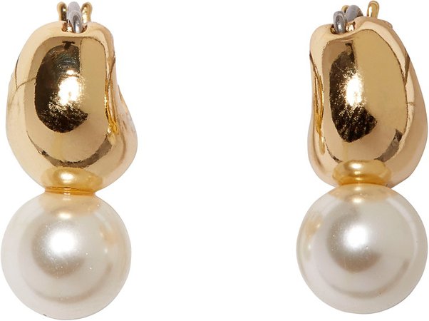 Imitation Pearl Huggie Hoop Earrings