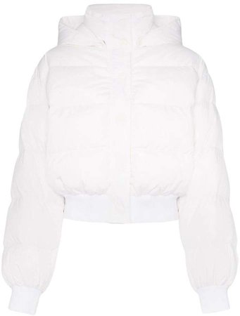 logo print hooded puffer jacket