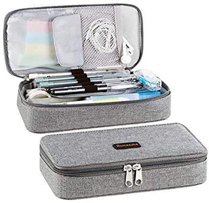 Amazon.com: Homecube Pencil Case Big Capacity Pen Marker Holder Pouch Box Makeup Bag Oxford Cloth Large Storage Stationery Organizer with Zipper for School Office - Gray: Office Products