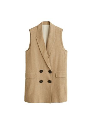 MANGO Linen-blend pocket vest