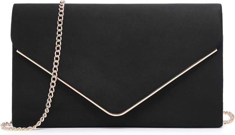 Dasein Ladies' Velvet Evening Clutch Handbag Formal Party Clutch For Women With Chain Strap (Black): Handbags: Amazon.com