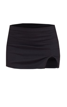 Black Stretch Thigh Split Low Rise Micro Skirt | PrettyLittleThing CA