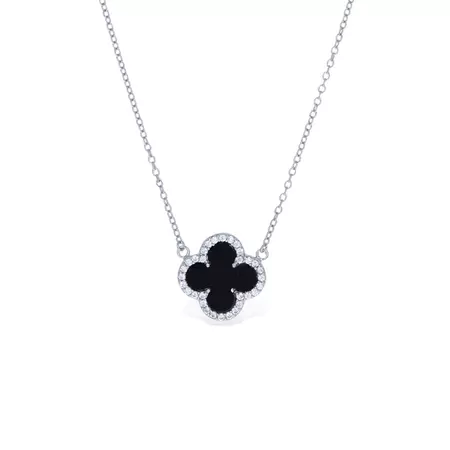Classic Pearl or Onyx Clover Necklace | Alexandra Marks Jewelry