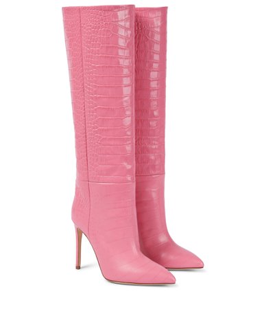 Paris Texas Croc-effect leather knee-high boots