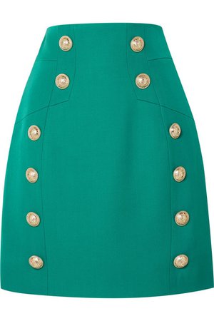 Balmain | Button-embellished grain de poudre wool mini skirt | NET-A-PORTER.COM