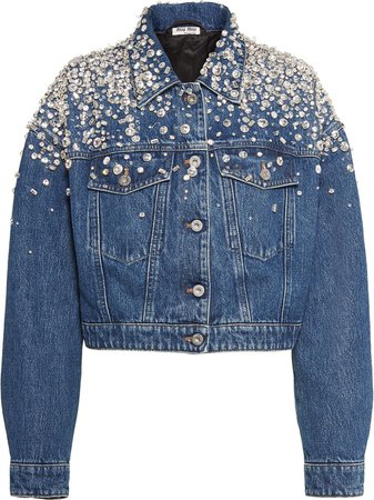 Miu Miu Embellished Denim Jacket Ss20 | Farfetch.com