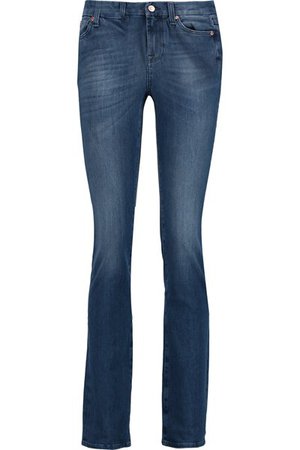 Latest 7 For All Mankind Light Denim Kimmie Embellished Mid-Rise Straight-Leg Jeans for Women Online :