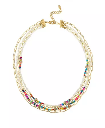 ETTIKA 18K Gold Plated Multi-Chain and Beaded Necklace & Reviews - Necklaces - Jewelry & Watches - Macy's
