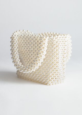 Pearlescent Beaded Clutch Bag - Pearl - Clutches - & Other Stories