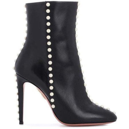 Aquazzura Follie Pearls Leather Ankle Boots